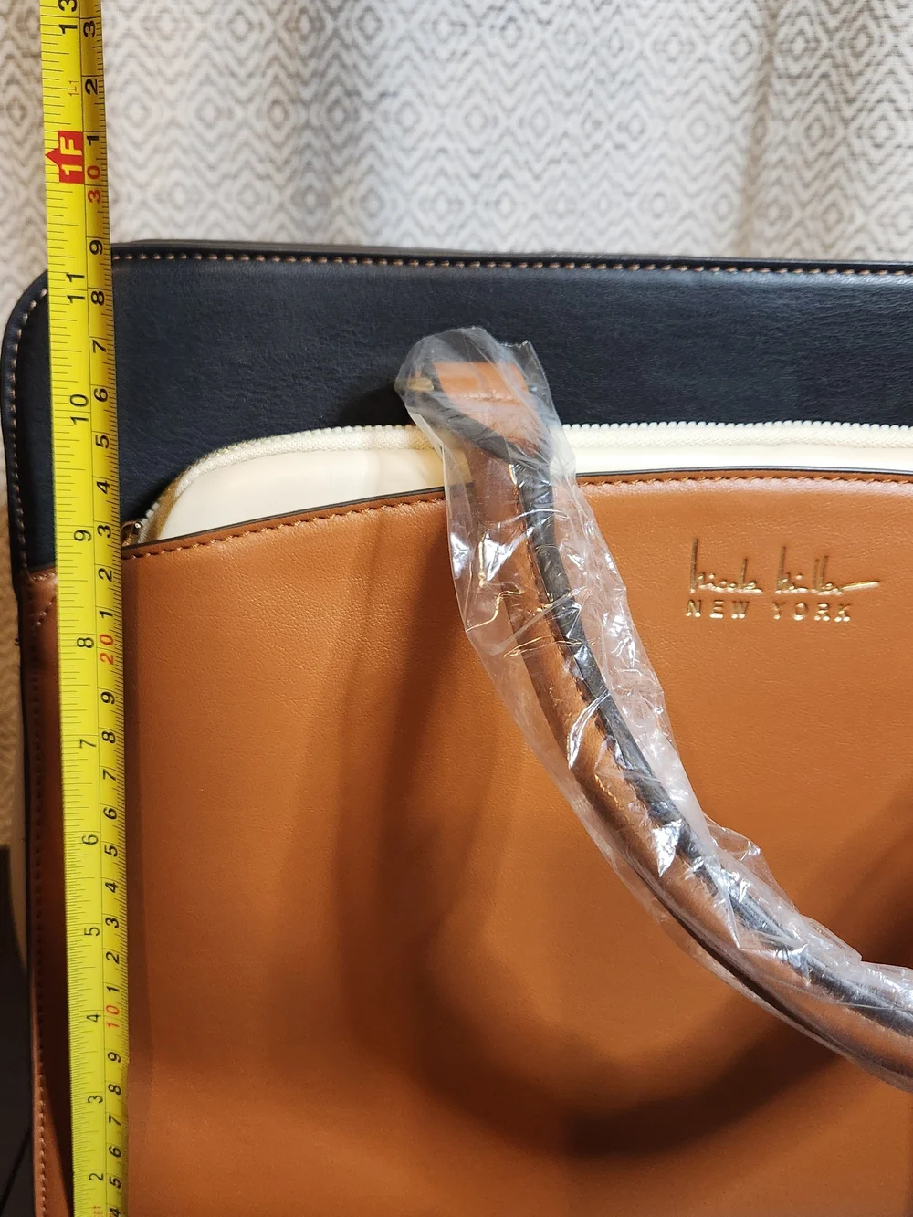 Nicole Miller New York Cream and Tan Satchel